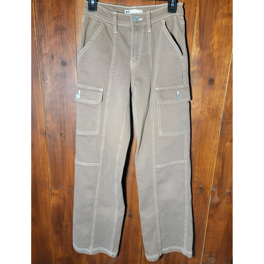 SO Juniors 1/25 High-Rise Wide Leg Tan Cargo Trendy Sporty Casual Confidence 📸